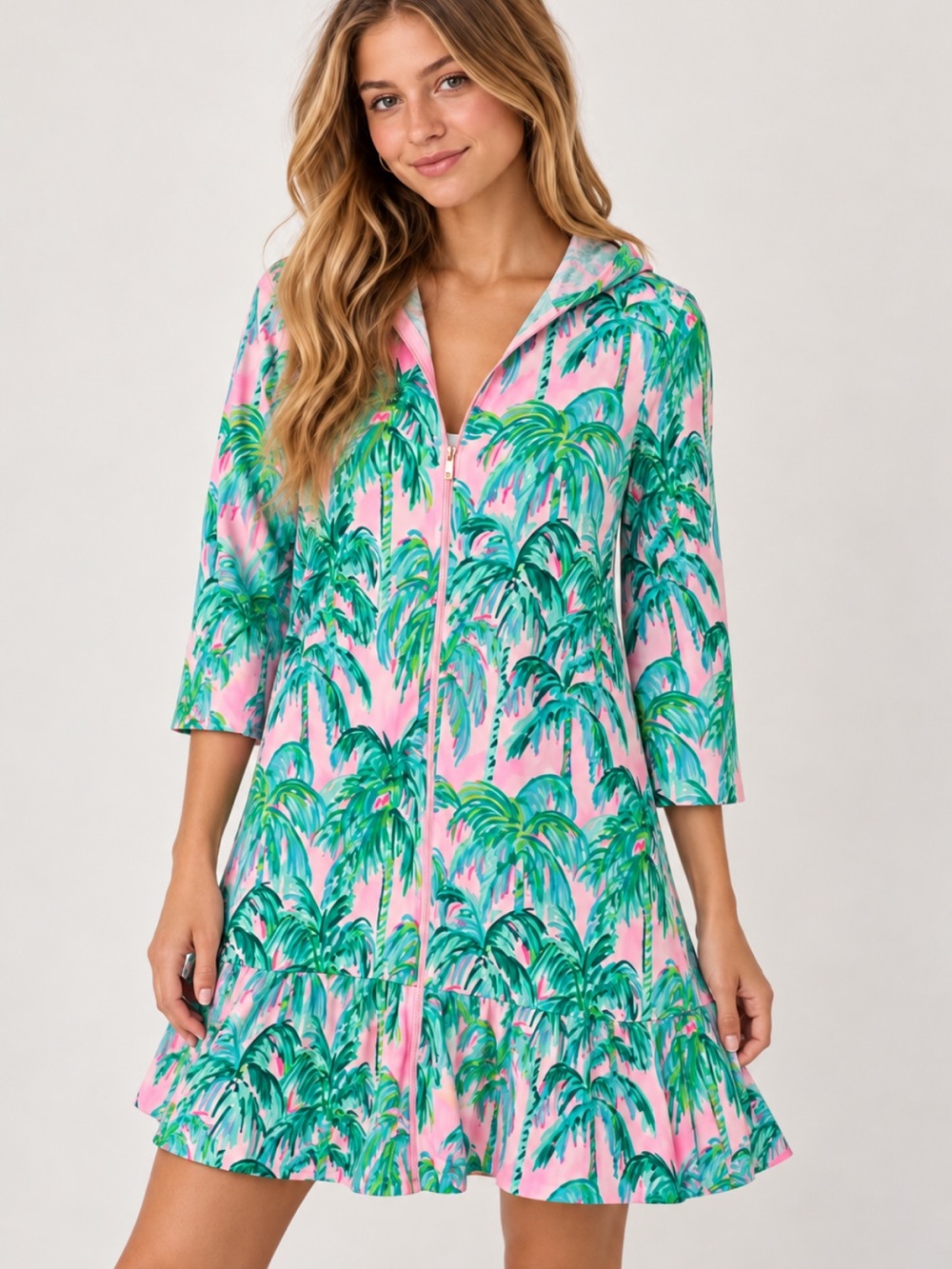 Lilly Pulitzer Girls XL 14 Palm Print Beach Swim Cover-Up